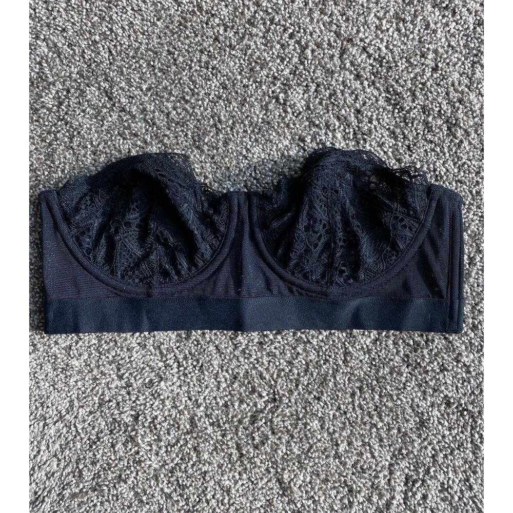 Lively Black Lace Underwire Bra 34B Unlined Mesh Supportive Bralette Style